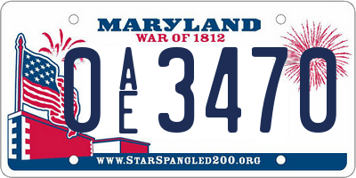 MD license plate 0AE3470