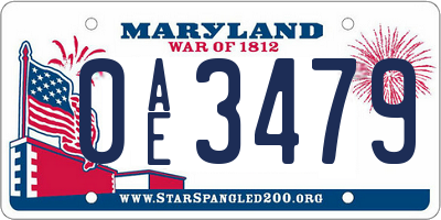 MD license plate 0AE3479