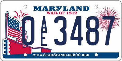 MD license plate 0AE3487
