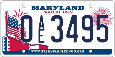 MD license plate 0AE3495