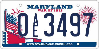MD license plate 0AE3497