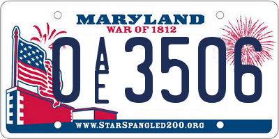 MD license plate 0AE3506