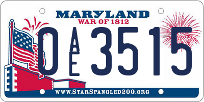 MD license plate 0AE3515