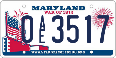 MD license plate 0AE3517