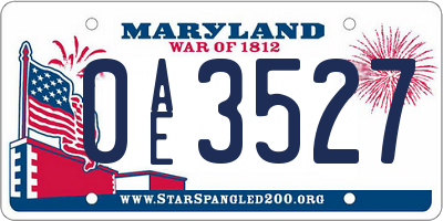 MD license plate 0AE3527