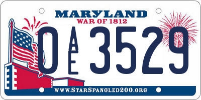 MD license plate 0AE3529
