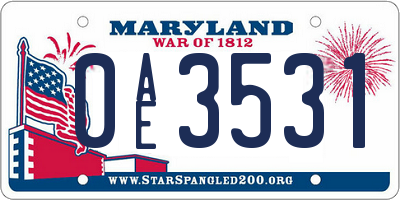 MD license plate 0AE3531