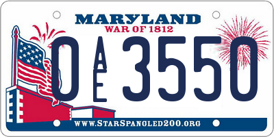 MD license plate 0AE3550