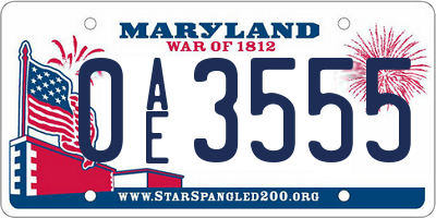 MD license plate 0AE3555