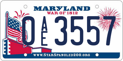 MD license plate 0AE3557