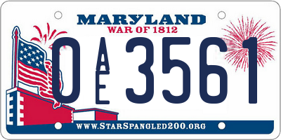 MD license plate 0AE3561