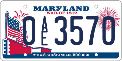 MD license plate 0AE3570