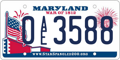 MD license plate 0AE3588