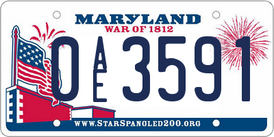 MD license plate 0AE3591