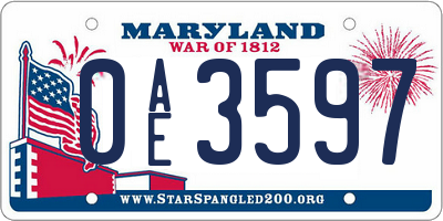 MD license plate 0AE3597