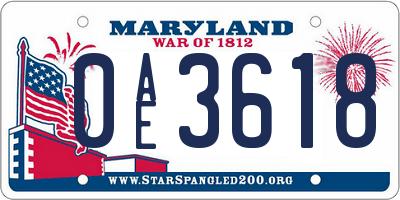 MD license plate 0AE3618