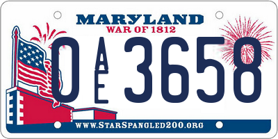MD license plate 0AE3658