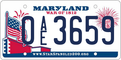 MD license plate 0AE3659