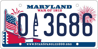MD license plate 0AE3686