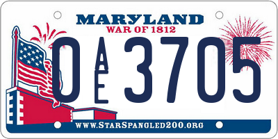 MD license plate 0AE3705