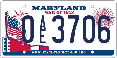 MD license plate 0AE3706