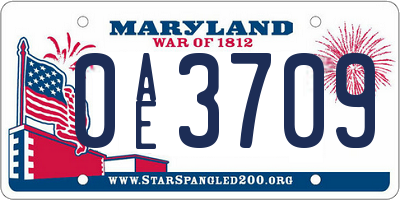 MD license plate 0AE3709