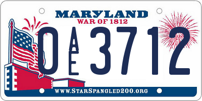 MD license plate 0AE3712
