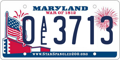MD license plate 0AE3713