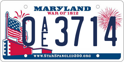 MD license plate 0AE3714