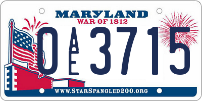 MD license plate 0AE3715