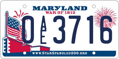 MD license plate 0AE3716