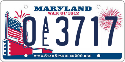 MD license plate 0AE3717