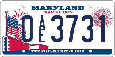 MD license plate 0AE3731