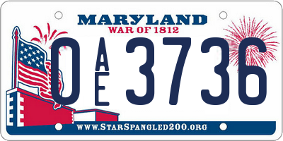 MD license plate 0AE3736