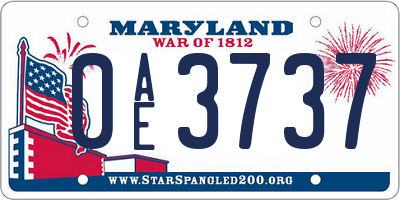 MD license plate 0AE3737