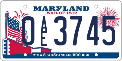 MD license plate 0AE3745