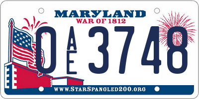 MD license plate 0AE3748