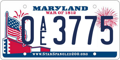 MD license plate 0AE3775