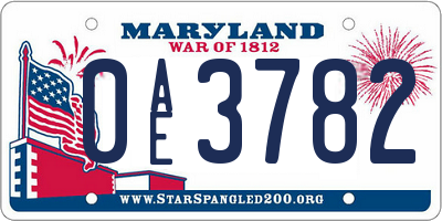 MD license plate 0AE3782