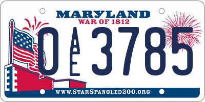 MD license plate 0AE3785