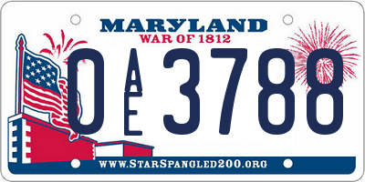 MD license plate 0AE3788