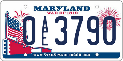 MD license plate 0AE3790