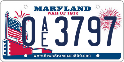 MD license plate 0AE3797