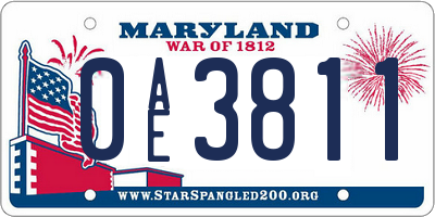 MD license plate 0AE3811