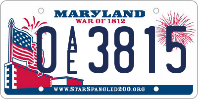 MD license plate 0AE3815