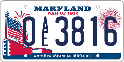 MD license plate 0AE3816