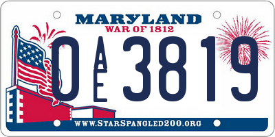 MD license plate 0AE3819