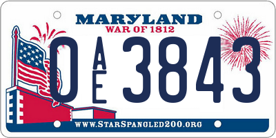 MD license plate 0AE3843