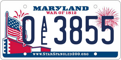 MD license plate 0AE3855
