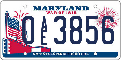 MD license plate 0AE3856